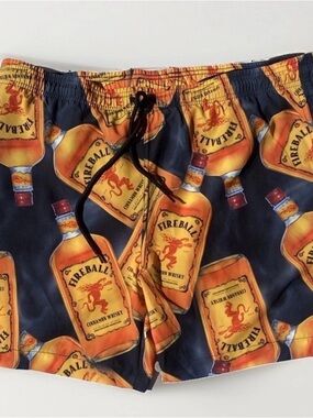 Fireball Brand Whisky Board Alllover Logo Swim Trunks Drawstring Men's Shorts XL